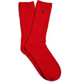 Polo Ralph Lauren Red Ribbed Logo Socks  MR PORTER