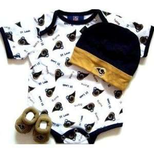  NEWBORN Baby Infant St. Louis Rams Onesie Hat Booties 