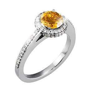   Gold Engagement Ring with Fancy Orange Yellow Diamond 1/2 carat