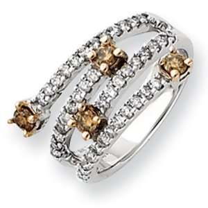  14k White Gold White & Champagne Diamond Ring Jewelry