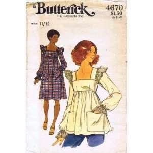 Butterick 4670 Sewing Pattern Misses Dress Top Square Neck Puff Sleeve 