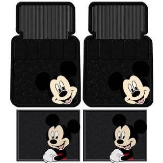   Mouse Face 5pc Combo Front Rear Car Floor Mats Steering Wheel Cover