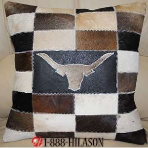 Decorative Cowhide Leather Hair On Patch Work Pillow  