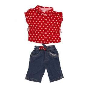  Baby Girl 3 Months, 2 Pc Red and White Polka Dotted Top 
