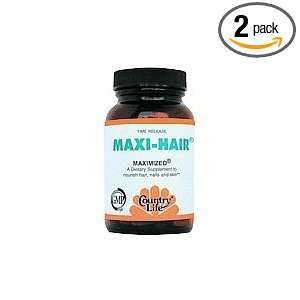  Country Life Maxi Hair Time Release, 60 Tablet (Pack of 2 