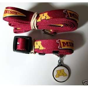 Minnesota University Golden Gophers Dog Pet Set Leash Collar ID Tag XS 