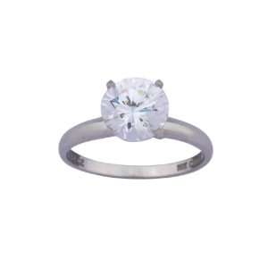  10K White Gold Round Solitaire Cubic Zirconia Engagment 