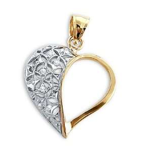   White and Yellow Gold Love Charm Cubic Zirconia Jewel Roses Jewelry