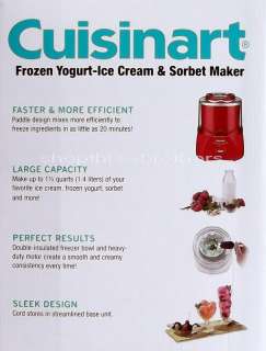 NEW Cuisinart 1 1/2 Quart Ice Cream Maker Frozen Yogurt Sorbet 
