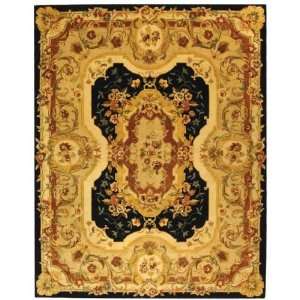   Hand Tufted Tan and Black Floral Wool Rug 3.60 x 3.60.