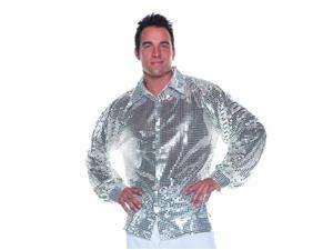   com   Silver Sequin 60s 70s Disco Dance Shirt Costume Adult Standard