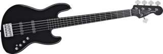 Squier Deluxe Jazz Bass Active V 5 String Electric Bass Guitar Black 