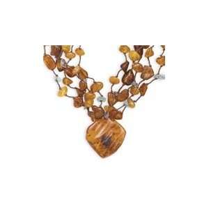  21 5 Strand Necklace with Amber 