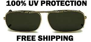   Smoke Gray Adjustable Spring Clip on Rectangle Sunglasses 100% UV 400