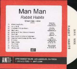 MAN MAN   Rabbit Habits   RARE 13 Track Promo CD 08 RED 045778694228 