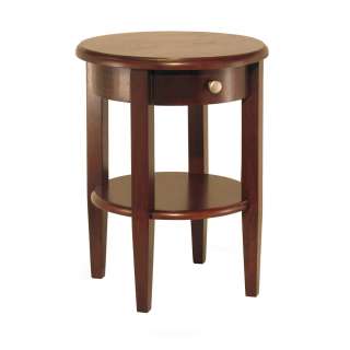 Modern End Side Table Circular Wood Antique Walnut  