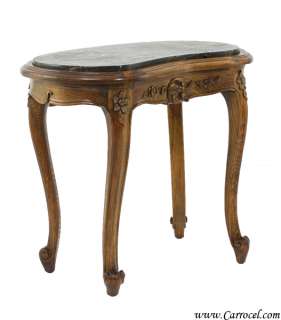 Antique Louis XV Solid Walnut Marble Top End Table  