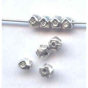  #99921 Silver   4mm Box Flower Beads Antique Silver Lead 