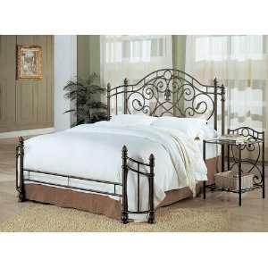  Queen Size Antique Gold Finish Metal Bed Headboard 