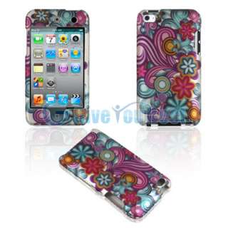   Cute Flower Hard Rubber Skin Case Cover For Apple Ipod Touch 4 Gen 4th