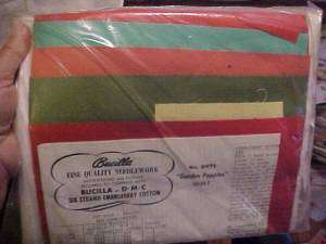 Vintage Bucilla GARDEN POPPIES Applique Quilt Kit   Red  