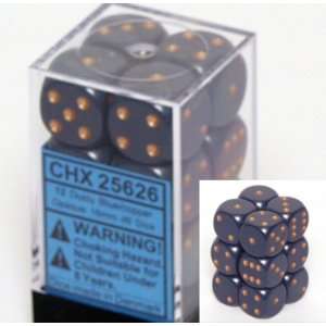  Dusty Blue with Copper Dots 16mm D6 Opaque Dice Block of 