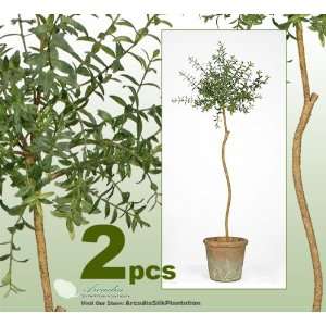 TWO 33 Artificial Myrtle Topiary Silk Plants with Bendable Trunk 