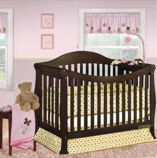   SOLID WOOD ESPRESSO CONVERTIBLE BABY CRIB TODDLER RAIL INCLUDED  