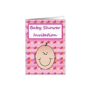  Baby Shower Invitation with smiling baby face Card Health 