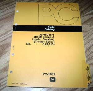 John Deere 500C 500 C Loader Backhoe Parts Catalog jd  