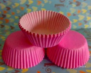 Mini plain pink baking cups cupcake liners   100 pcs  