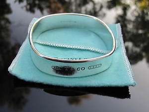 Tiffany & Co Silver 1837 Square Cushion Bangle Bracelet  