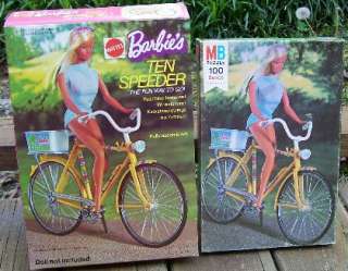   100 piece nrfb puzzle malibu barbie riding her bike on front of box