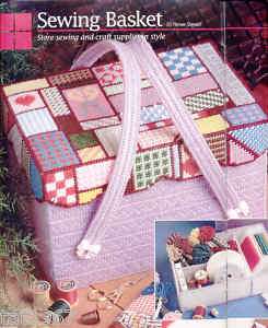 COLORFUL SEWING BASKET PLASTIC CANVAS PATTERN  