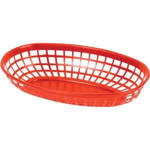 96 RESTAURANT OVAL FOOD BASKETS RED / LOT OF 96 9 3/8  