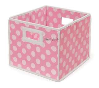 PINK POLKA DOT Nursery Basket/Storage Cube Set Of 2 NEW  