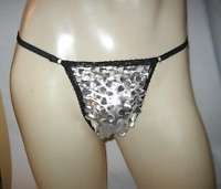 Mens THONG G String WILD SILVER See Through Holes 4TB3  