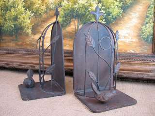 Shabby Cottage Chic Bird Cage Bookends Home Decor  