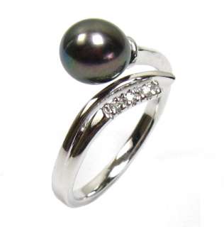 gorgeous genuine black pearl 925 silver ring pearl top quality