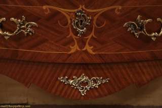 Marquetry Marble Top Bombe 3 Drawer Chest  