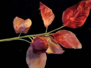 Vintage Millinery Flower Velvet Leaf + Bright Pink T23  