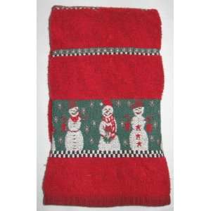  Red Christmas Hand Towel with Snowmen 