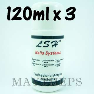 3pc 120ml Acrylic Liquid Nail Art Manicure 4oz LOT  