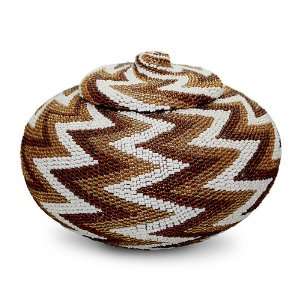  The Wave~Bali Beaded Rattan Basket Home Decor~New