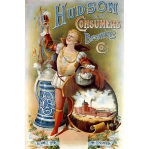 HUDSON COUNTY CONSUMERS BREWING BEER SMALL VINTAGE POSTER 
