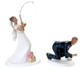 Gone Fishing Hooked Groom AND Bride Wedding Cake Top Topper  