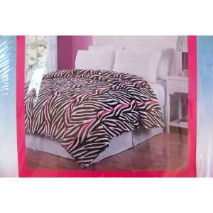  Zebra Twin Quilt Black white pink
