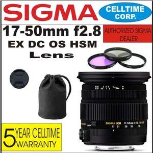 Sigma 17 50mm F2.8 EX DC OS HSM Zoom Lens for Canon w/ 3 Piece Filters 