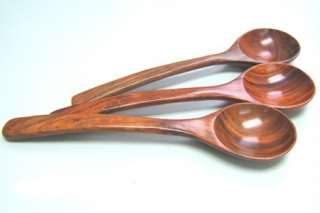   carved nature wooden utensil 3 pcs rosewood ladle soup spoons 8 inches