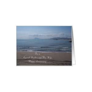  Brother And Wife Wedding Anniversary Card   Sea and Beach 